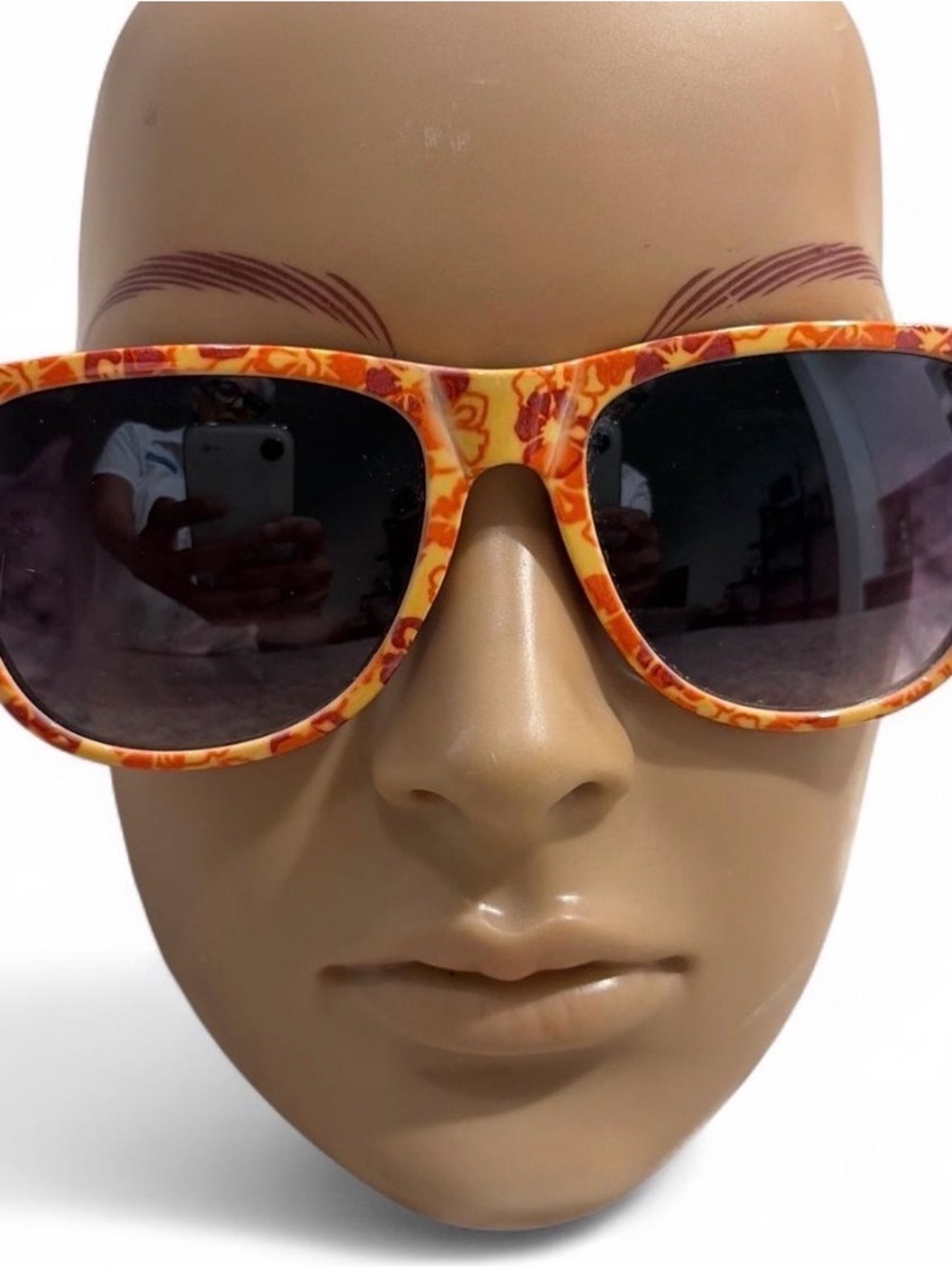 Stylish Orange Floral Wayfarer Sunglasses for women in excellent condition